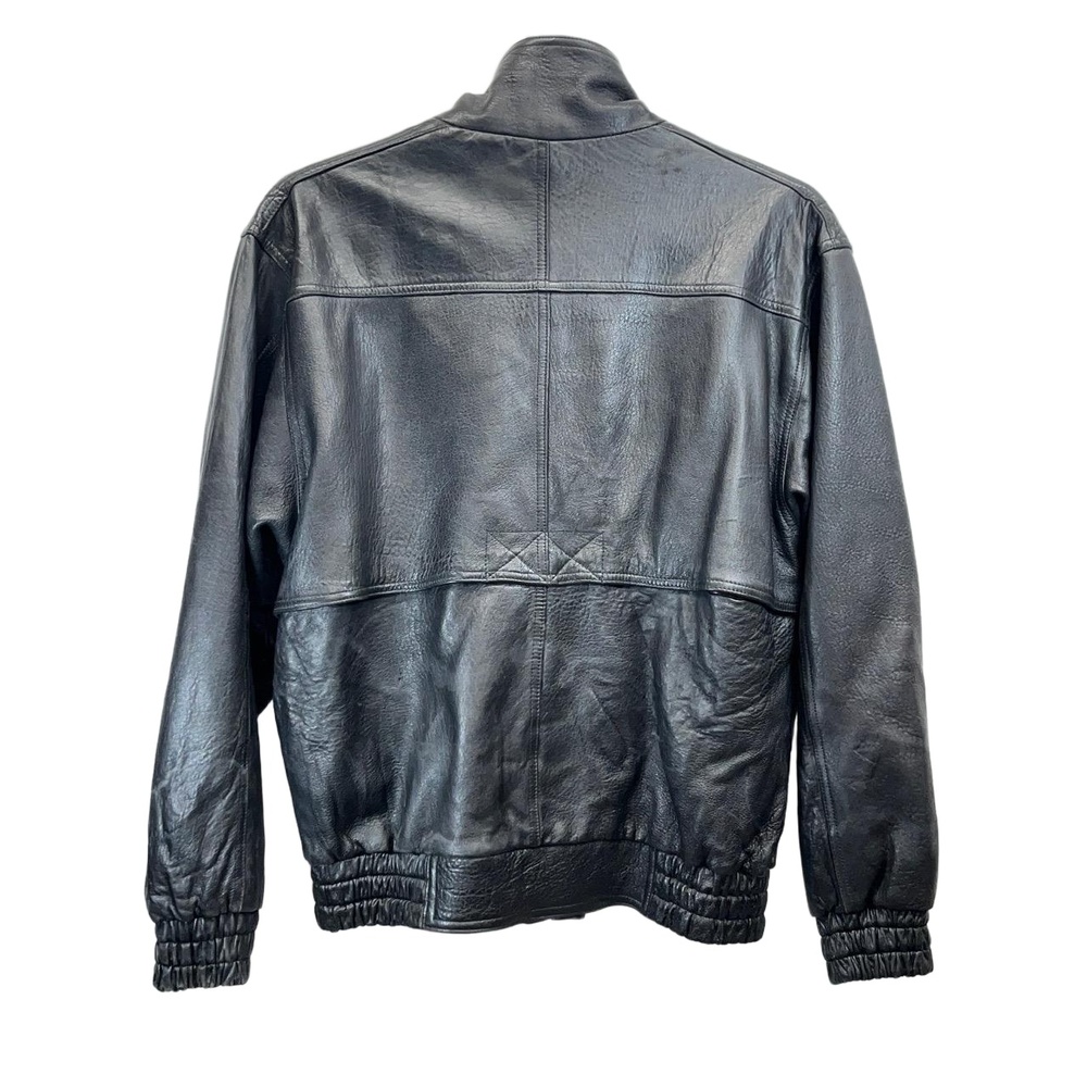 Vintage Pierre Cardin Men's Black‎ Leather Bomber Biker Jacket Size XL